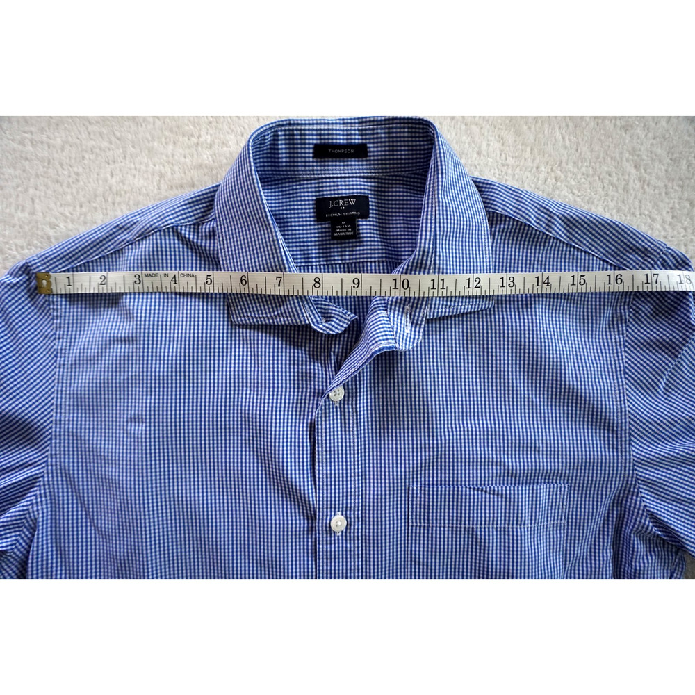 J. Crew Thompson Blue Check Gingham Poplin Dress Shirt Mens 15-15.5 - Picture 4 of 9